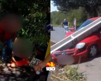 Mulher fica ferida após bater carro em poste na zona rural de Teresina