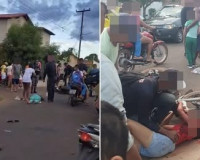 Colisão entre caminhão e moto deixa duas mulheres gravemente feridas
