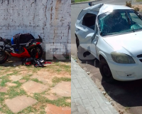 Colisão entre Celta e moto fere duas pessoas na Av. Dr. Pádua Mendes em Piripiri
