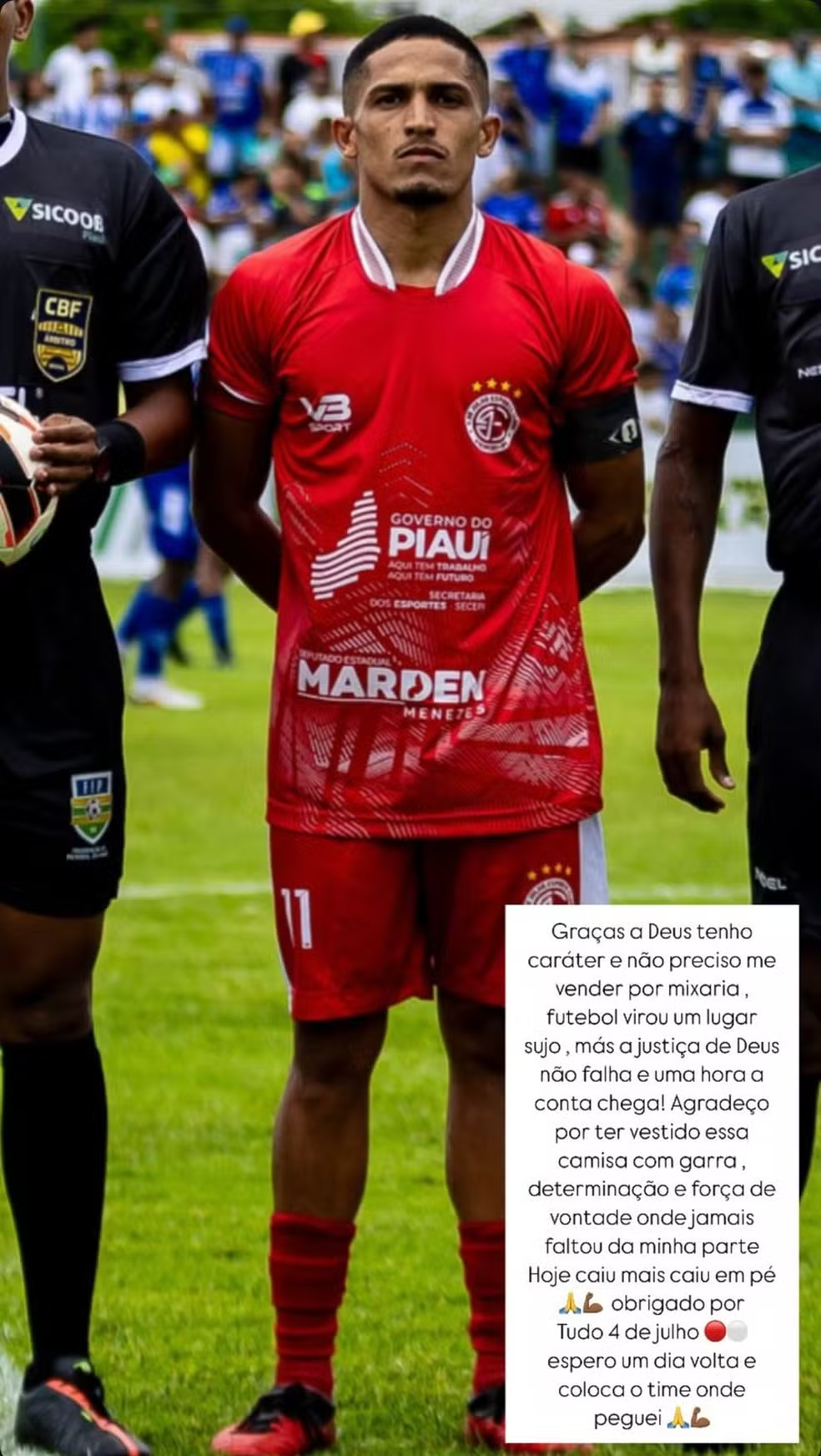 Kakin, atacante do 4 de Julho, desabafa nas redes sociais — Foto: Reprodução/Instagram